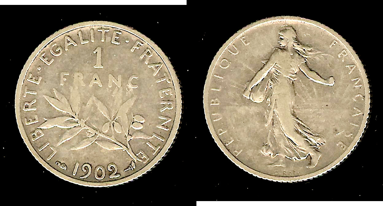 1 franc Semeuse 1902 Paris TTB-